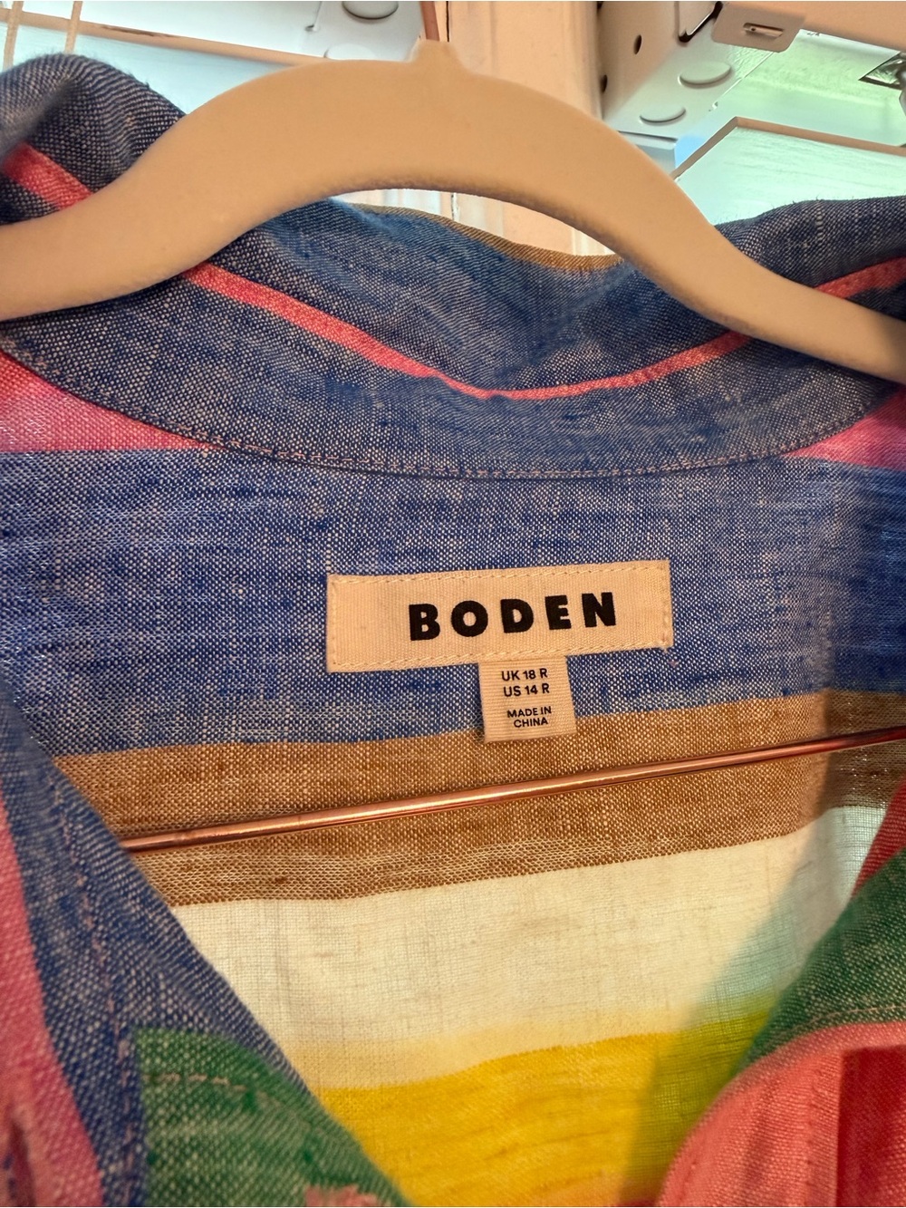 Boden Rainbow Striped Button-Front Dress with Tie Belt - Picture 3 of 12